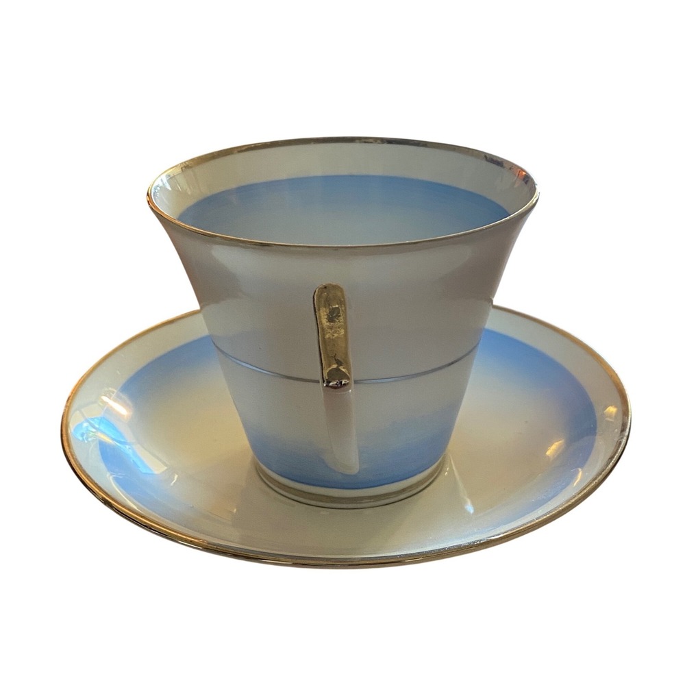 Royal York Blue Ombre Gold Trim Bone China Tea Cup Saucer Set England Vintage - Picture 4 of 16
